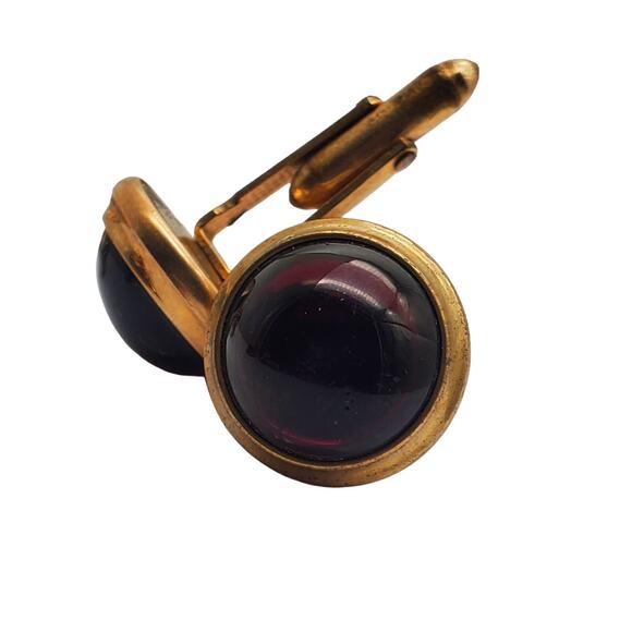 Retro Red Glass Cufflinks Love Knot Swank Correct Quality Gold Tone Link 3 Pair - Picture 6 of 9